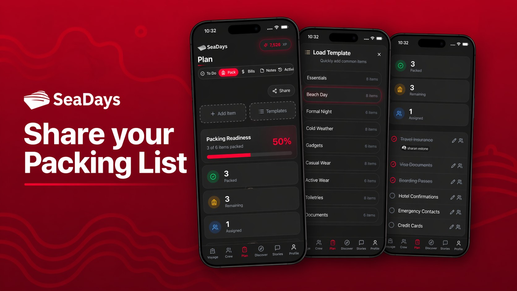 Start from cruise-specific templates Seadays Packing list